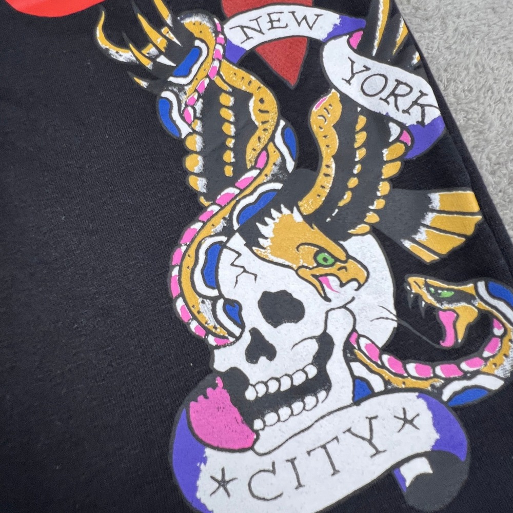 Ed Hardy Sweatpants Women Small Black Wide Leg Skull Graphic Y2K Streetwear Punk - Picture 3 of 16